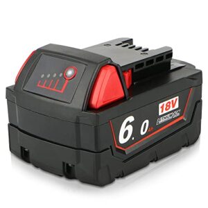 waitley 18v 6.0ah replacement battery compatible with milwaukee m18 18v 6000mah m18b lithium-ion battery cordless power tools