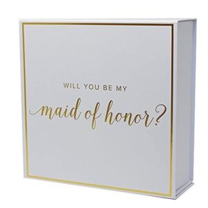 maid of honor proposal box with gold foiled text | set of 1 empty box | perfect for will you be my moh gift and wedding present