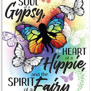 She Has the Soul of a Gypsy, Heart of a Hippie and the Spirit Of A Fairy - Great Gypsy Wall Decor, Butterflies Hippie Wall Decoration, Inspirational Quote Gift Idea, 11x14 Unframed Art Print Poster