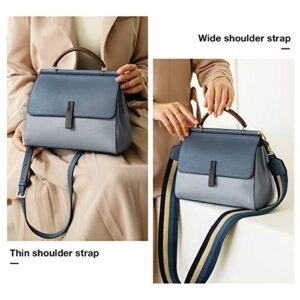 Small Leather Crossbody Bags for Women, Genuine Leather Ladies Mini Top-handle Bags with 2 Style Adjustable Shoulder Straps Women's Fashion Small Tote Purses and Handbags for Women Girls Teens (Blue)