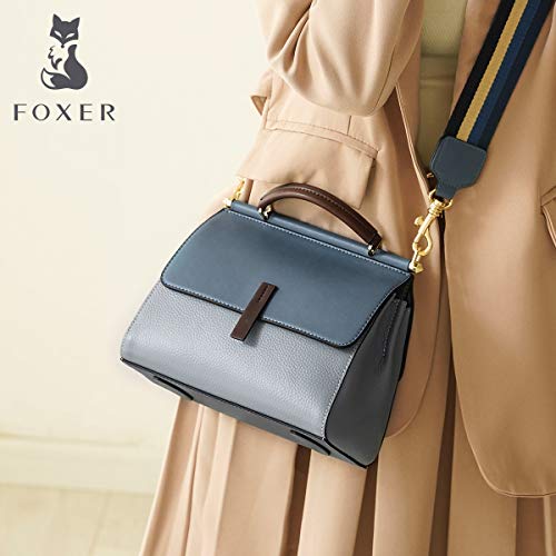 Small Leather Crossbody Bags for Women, Genuine Leather Ladies Mini Top-handle Bags with 2 Style Adjustable Shoulder Straps Women's Fashion Small Tote Purses and Handbags for Women Girls Teens (Blue)