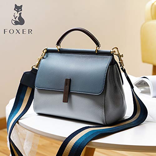 Small Leather Crossbody Bags for Women, Genuine Leather Ladies Mini Top-handle Bags with 2 Style Adjustable Shoulder Straps Women's Fashion Small Tote Purses and Handbags for Women Girls Teens (Blue)