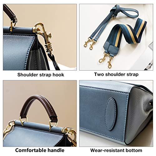 Small Leather Crossbody Bags for Women, Genuine Leather Ladies Mini Top-handle Bags with 2 Style Adjustable Shoulder Straps Women's Fashion Small Tote Purses and Handbags for Women Girls Teens (Blue)