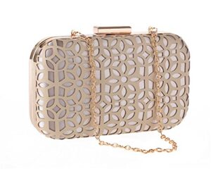 missfiona womens hollow out pu leather evening clutch grab bag formal occasion wedding party handbag(nude)