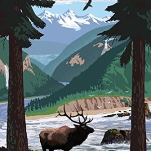 Olympic National Park, Washington, Grand Valley, Elk (9x12 Wall Art Print, Home Decor)