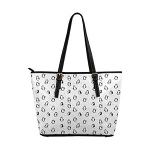 interestprint top handle satchel handbags shoulder bags tote bags purse funny penguin