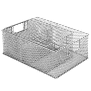 MyGift Modern Silver Metal Wire Basket Pantry Storage Small Organizer Bins, 3-Piece Set