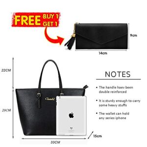 BestoU Handbags for Women Black Large Shoulder Tote Bag for Ladies Purses and Handbags Set