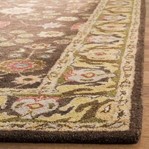 SAFAVIEH Anatolia Collection 4' x 6' Brown / Gold AN562A Handmade Traditional Oriental Premium Wool Area Rug