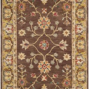 SAFAVIEH Anatolia Collection 4' x 6' Brown / Gold AN562A Handmade Traditional Oriental Premium Wool Area Rug