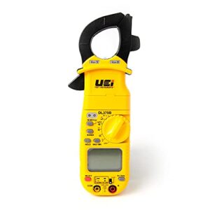 uei dl379b digital clamp meter auto ranging, hvac current voltage tester w/ magnetic mount, measures ac amps ac/dc volts temperature capacitance frequency diodes duty cycle continuity resistance ncv