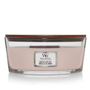 woodwick ellipse scented candle, vanilla & sea salt, 16oz | up to 50 hours burn time