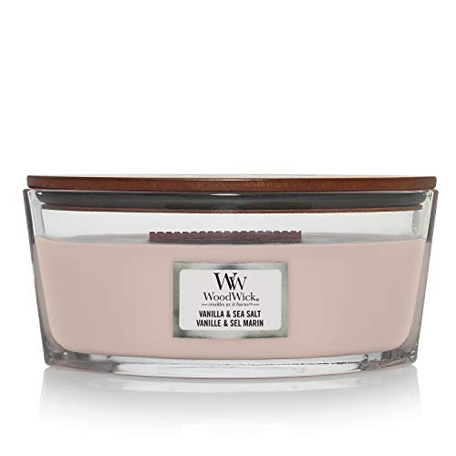 Woodwick Ellipse Scented Candle, Vanilla & Sea Salt, 16oz | Up to 50 Hours Burn Time