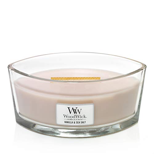 Woodwick Ellipse Scented Candle, Vanilla & Sea Salt, 16oz | Up to 50 Hours Burn Time