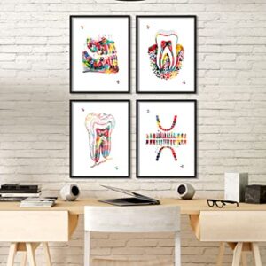 Dental Watercolor Art Prints Orthodontist Dentist Dentistry Assistant Student Wall Art Decor Gifts Dental Office Wall Art Decor Dental Hygienist Gifts 8x10 Unframed Print Set