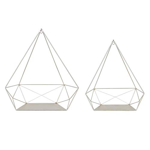 Kate and Laurel Prouve Decorative Geometric Multi-use Metal Wall Display Shelves, Silver, 2 Piece Set