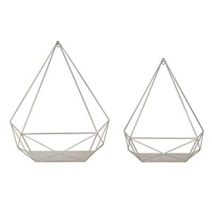 Kate and Laurel Prouve Decorative Geometric Multi-use Metal Wall Display Shelves, Silver, 2 Piece Set