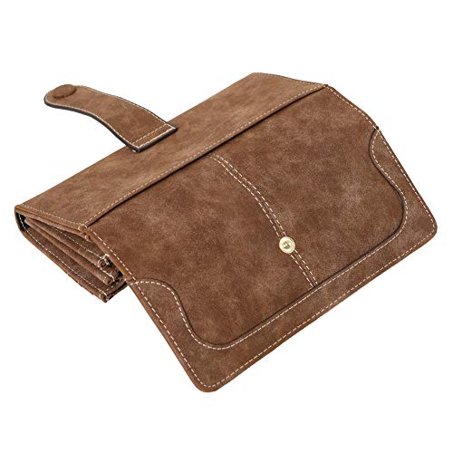 Cynure Women's Vegan Leather 17 Card Slots Card Holder Long Big Bifold Wallet,Coffee