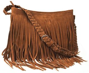 ayliss® hippie suede fringe tassel messenger bag women hobo shoulder bags crossbody handbag,brown