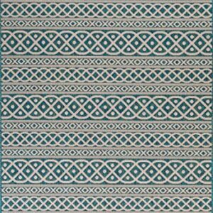 RUGBUGGERY Indoor Outdoor Anti-Fade Moroccan Boho Panel Area Rug 8'x10' Ocean Blue (Bohemian, Southwestern, Transitional, Pet Friendly, Non Shedding, Stain Resistant)