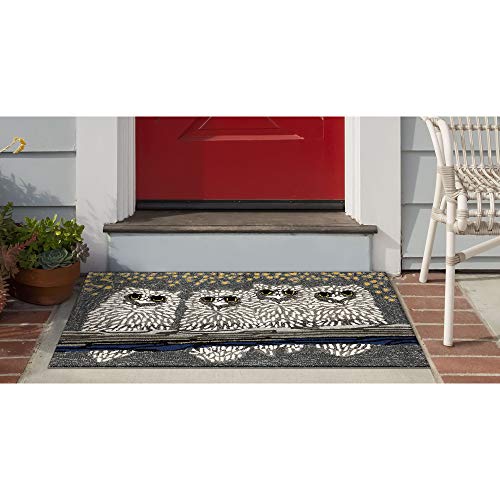 Liora Manne Frontporch Indoor Outdoor Rug - Novelty Design, Hand Hooked, Weather Resistant, UV Stabilized, Foyers, Porches, Patios & Decks, Owls, 2' x 3'