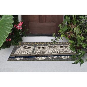 Liora Manne Frontporch Indoor Outdoor Rug - Novelty Design, Hand Hooked, Weather Resistant, UV Stabilized, Foyers, Porches, Patios & Decks, Owls, 2' x 3'