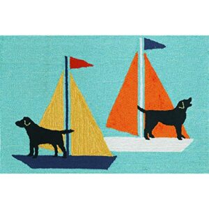 liora manne frontporch indoor outdoor rug – novelty design, hand hooked, weather resistant, uv stabilized, foyers, porches, patios & decks, sailing dog, 1’8″ x 2′ 6″