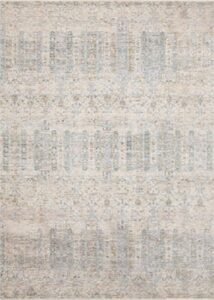 loloi pandora collection distressed persian vintage area rug, 2’0″ x 3’4″, ivory/mist