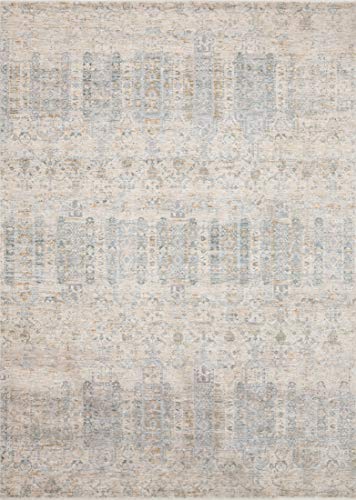 Loloi Pandora Collection Distressed Persian Vintage Area Rug, 2'0" x 3'4", Ivory/Mist