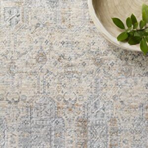 Loloi Pandora Collection Distressed Persian Vintage Area Rug, 2'0" x 3'4", Ivory/Mist