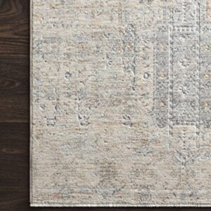 Loloi Pandora Collection Distressed Persian Vintage Area Rug, 2'0" x 3'4", Ivory/Mist