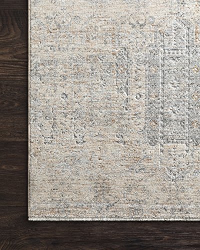 Loloi Pandora Collection Distressed Persian Vintage Area Rug, 2'0" x 3'4", Ivory/Mist