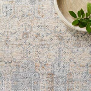 Loloi Pandora Collection Distressed Persian Vintage Area Rug, 2'0" x 3'4", Ivory/Mist