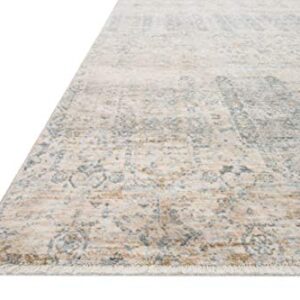 Loloi Pandora Collection Distressed Persian Vintage Area Rug, 2'0" x 3'4", Ivory/Mist