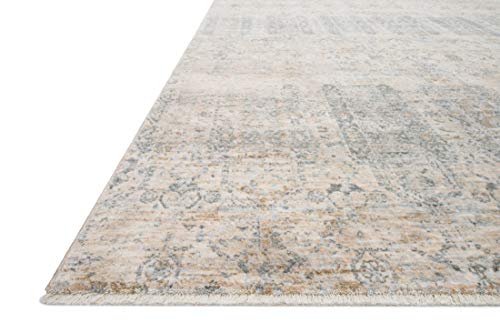 Loloi Pandora Collection Distressed Persian Vintage Area Rug, 2'0" x 3'4", Ivory/Mist