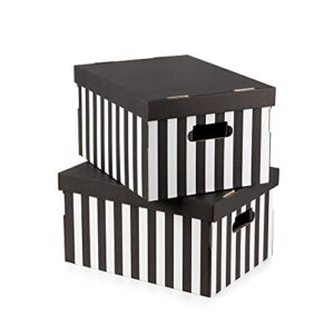 compactor set of 2 storage boxes in corrugated cardboard, with handles, stackable, black, 40 x 31 x h. 21 cm, ran613, wood