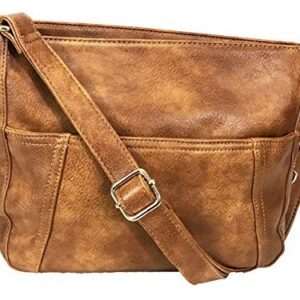 Zzfab Laser Cut Locking Small Concealed Carry Purse CCW Crossbody Bag with Credit Card Slots Brown