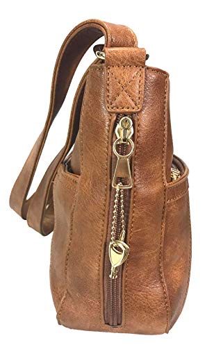 Zzfab Laser Cut Locking Small Concealed Carry Purse CCW Crossbody Bag with Credit Card Slots Brown