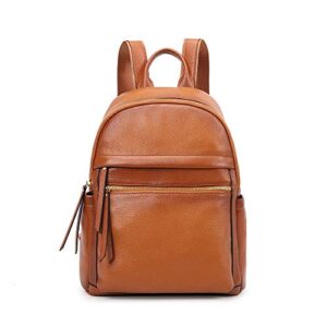 kattee genuine leather backpack purse for women multi-functional elegant daypack soft leather shoulder bag office, shopping, trip – brown