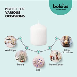 BOLSIUS Set of 12 White Pillar Candles -2.25-x3 inch Unscented Candle Set - Dripless Clean Burning Smokeless Dinner Candle - Perfect for Wedding Candles, Parties and Special Occasions