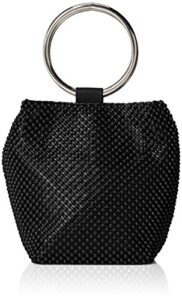 jessica mcclintock womens jessica mcclintock gwen ball mesh ring wristlet pouch clutch evening bag, black, one size us