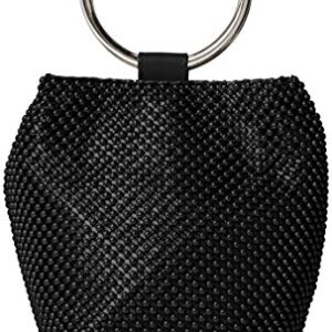 Jessica McClintock womens Jessica Mcclintock Gwen Ball Mesh Ring Wristlet Pouch Clutch Evening Bag, Black, One Size US