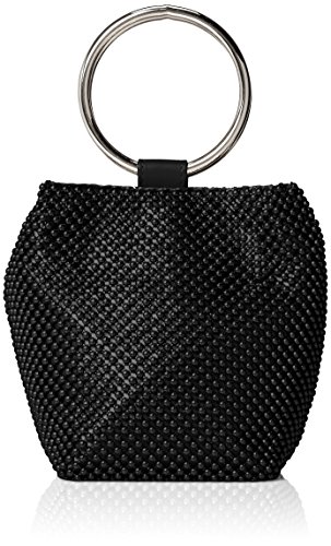 Jessica McClintock womens Jessica Mcclintock Gwen Ball Mesh Ring Wristlet Pouch Clutch Evening Bag, Black, One Size US