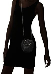 Jessica McClintock womens Jessica Mcclintock Gwen Ball Mesh Ring Wristlet Pouch Clutch Evening Bag, Black, One Size US