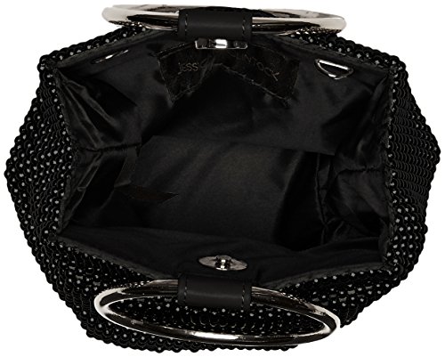 Jessica McClintock womens Jessica Mcclintock Gwen Ball Mesh Ring Wristlet Pouch Clutch Evening Bag, Black, One Size US