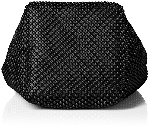 Jessica McClintock womens Jessica Mcclintock Gwen Ball Mesh Ring Wristlet Pouch Clutch Evening Bag, Black, One Size US