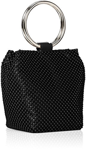 Jessica McClintock womens Jessica Mcclintock Gwen Ball Mesh Ring Wristlet Pouch Clutch Evening Bag, Black, One Size US