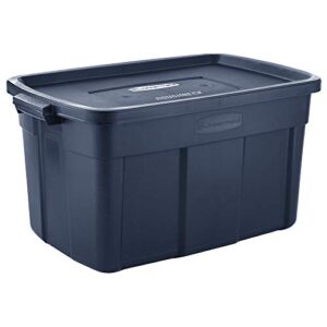 rubbermaid roughneck️ storage totes 31 gal, large durable stackable storage containers, great for clothing, seasonal décor, sports equipment, and more, 6-pack