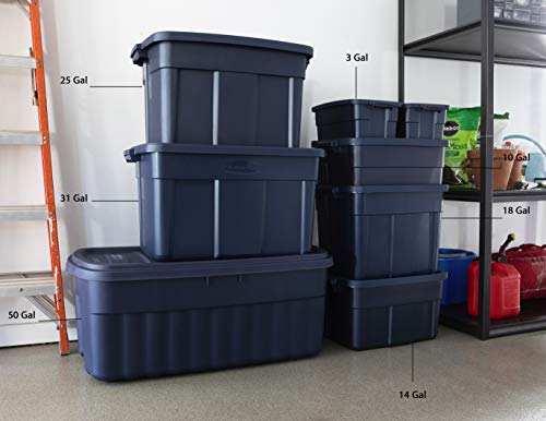 Rubbermaid Roughneck️ Storage Totes 31 Gal, Large Durable Stackable Storage Containers, Great for Clothing, Seasonal Décor, Sports Equipment, and More, 6-Pack