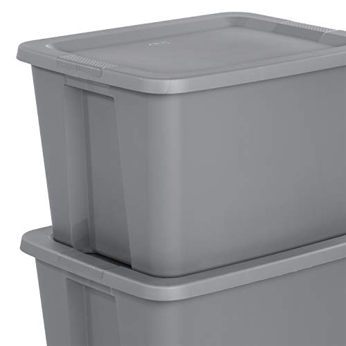 STERILITE Case of 8 Bins 18 Gallon Containers 68 Liter Gray Storage Totes Steel Colored Organization Boxes